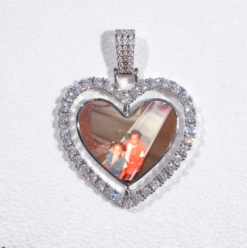 3D Spinning 2-Faced Heart Custom Picture Pendant