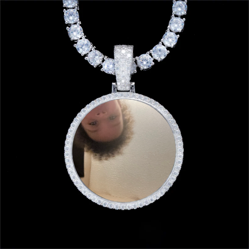 925S & VVS Moissanite 3D Circle Custom Picture Pendant