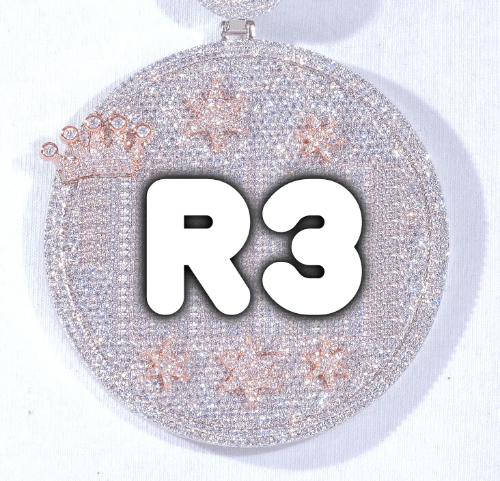 CUSTOM LETTER NECKLACE 3D BIG CROWN DISC