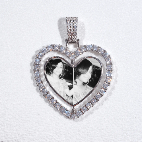3D Spinning 2-Faced Heart Custom Picture Pendant