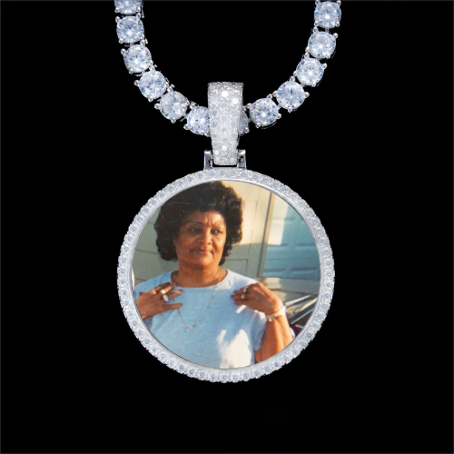 925S & VVS Moissanite 3D Circle Custom Picture Pendant