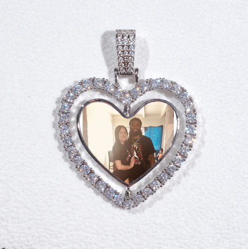 3D Spinning 2-Faced Heart Custom Picture Pendant