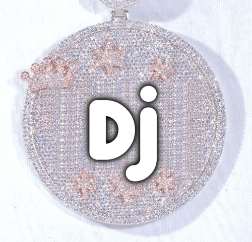 CUSTOM LETTER NECKLACE 3D BIG CROWN DISC