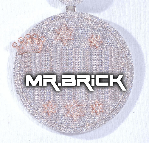 CUSTOM LETTER NECKLACE 3D BIG CROWN DISC
