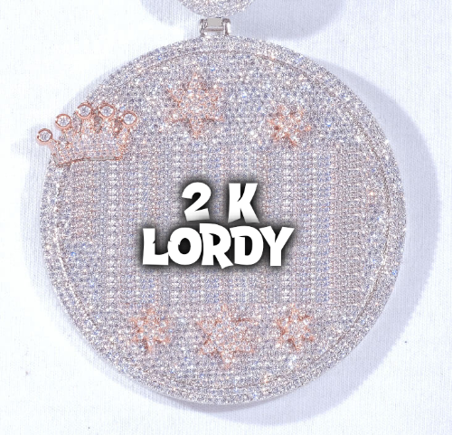 CUSTOM LETTER NECKLACE 3D BIG CROWN DISC