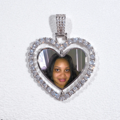 3D Spinning 2-Faced Heart Custom Picture Pendant