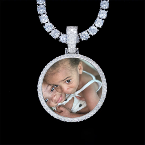 925S & VVS Moissanite 3D Circle Custom Picture Pendant