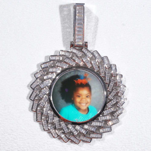 Large 3D Baguette Custom Picture Pendant
