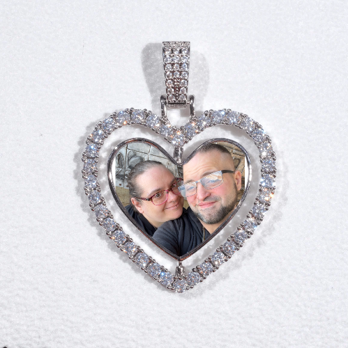 3D Spinning 2-Faced Heart Custom Picture Pendant