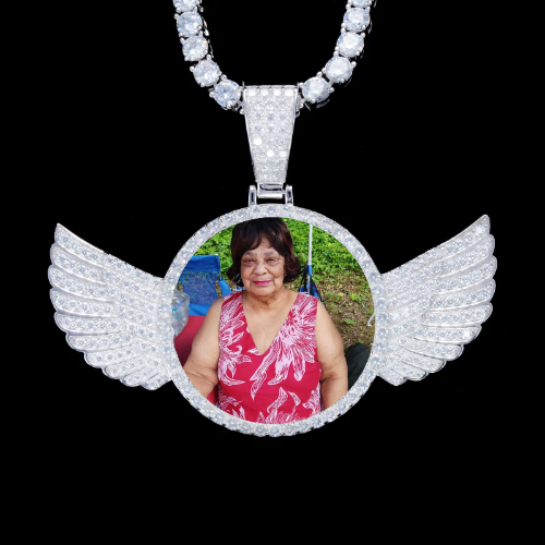925S & VVS Moissanite 3D Wing Custom Picture Pendant