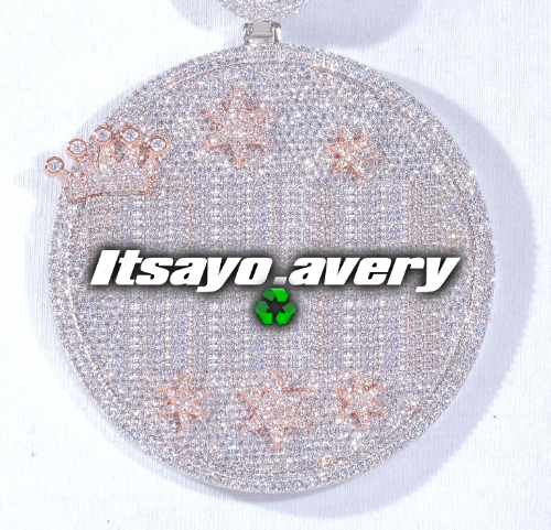 CUSTOM LETTER NECKLACE 3D BIG CROWN DISC
