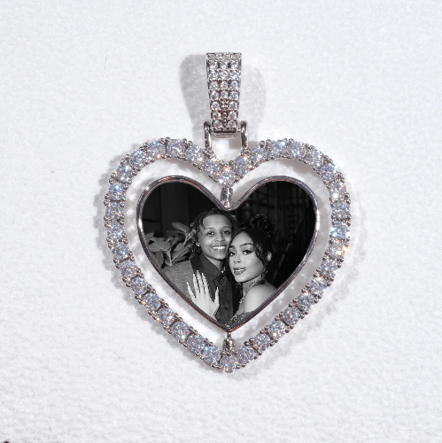 3D Spinning 2-Faced Heart Custom Picture Pendant