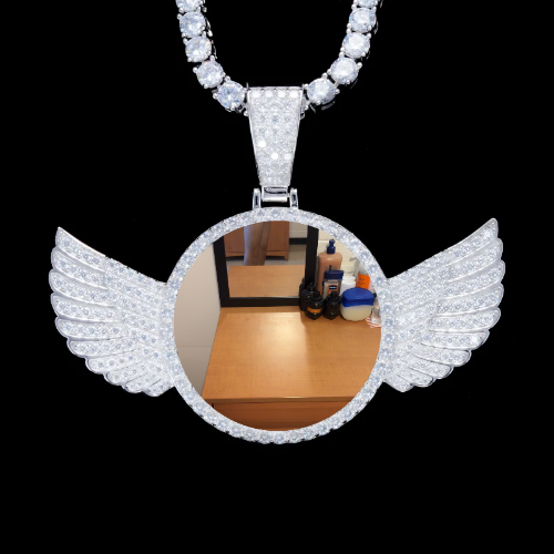 925S & VVS Moissanite 3D Wing Custom Picture Pendant
