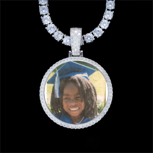 925S & VVS Moissanite 3D Circle Custom Picture Pendant
