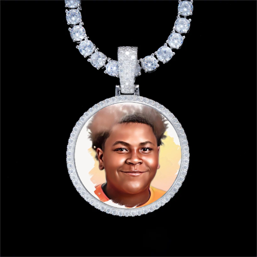 925S & VVS Moissanite 3D Circle Custom Picture Pendant