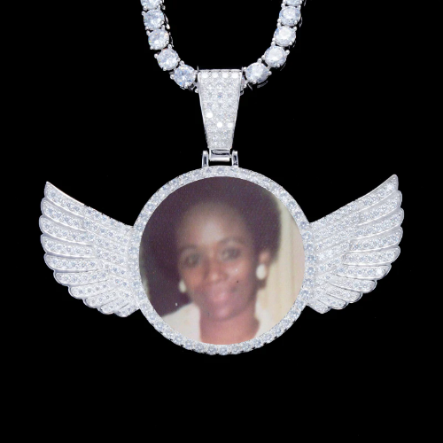 925S & VVS Moissanite 3D Wing Custom Picture Pendant