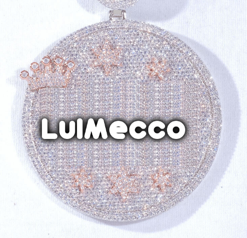 CUSTOM LETTER NECKLACE 3D BIG CROWN DISC
