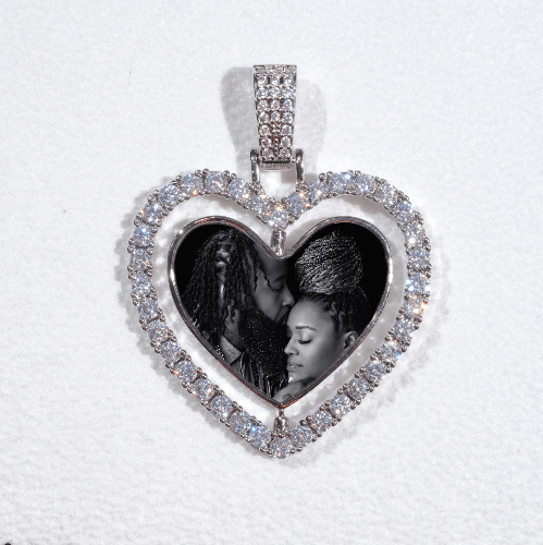 3D Spinning 2-Faced Heart Custom Picture Pendant