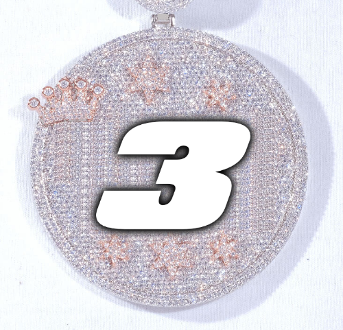 CUSTOM LETTER NECKLACE 3D BIG CROWN DISC