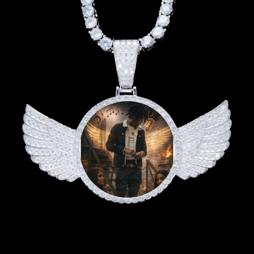 925S & VVS Moissanite 3D Wing Custom Picture Pendant