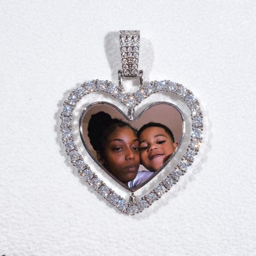 3D Spinning 2-Faced Heart Custom Picture Pendant