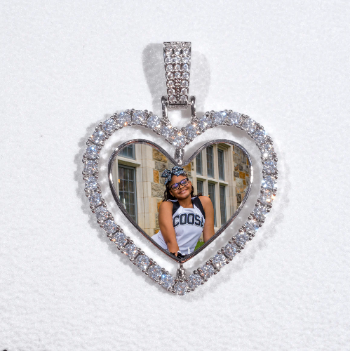 3D Spinning 2-Faced Heart Custom Picture Pendant