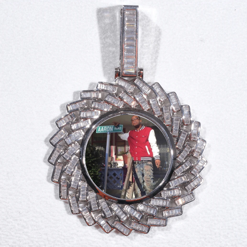 Large 3D Baguette Custom Picture Pendant