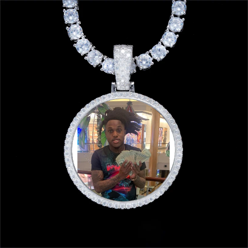 925S & VVS Moissanite 3D Circle Custom Picture Pendant