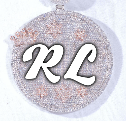 CUSTOM LETTER NECKLACE 3D BIG CROWN DISC