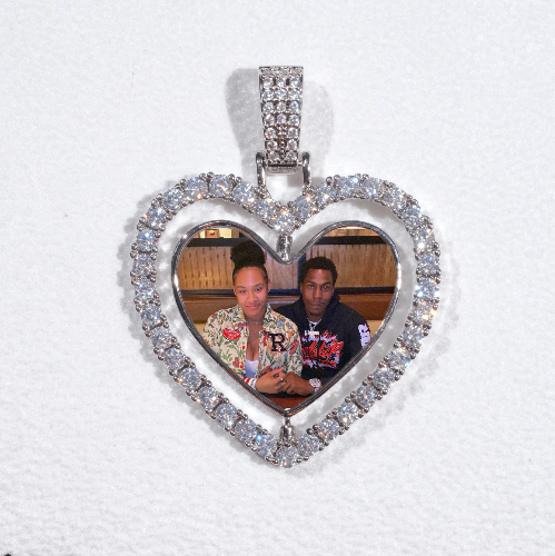 3D Spinning 2-Faced Heart Custom Picture Pendant