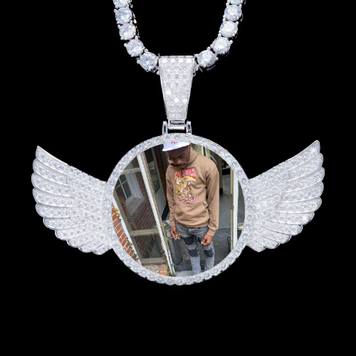 925S & VVS Moissanite 3D Wing Custom Picture Pendant
