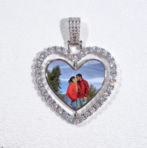 3D Spinning 2-Faced Heart Custom Picture Pendant