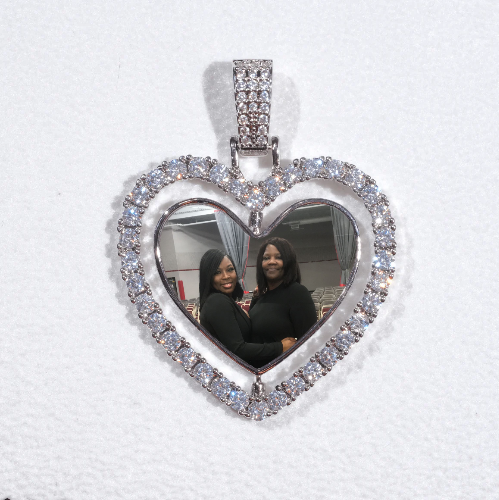 3D Spinning 2-Faced Heart Custom Picture Pendant