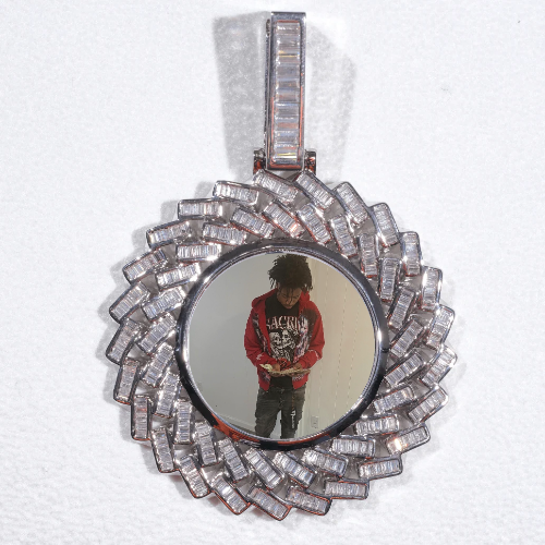 Large 3D Baguette Custom Picture Pendant