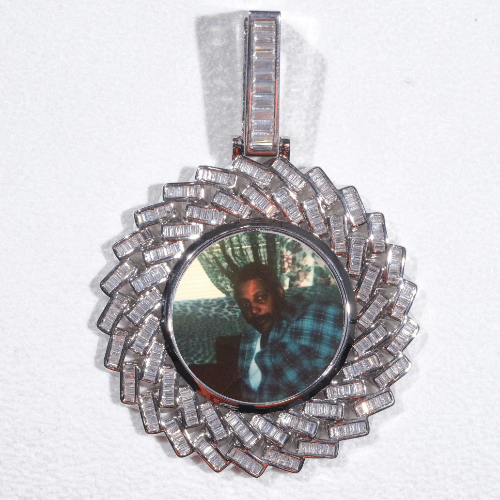 Large 3D Baguette Custom Picture Pendant