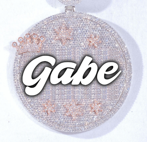 CUSTOM LETTER NECKLACE 3D BIG CROWN DISC