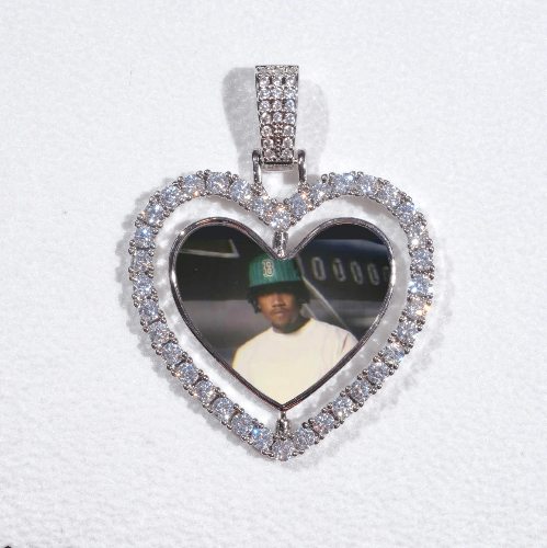3D Spinning 2-Faced Heart Custom Picture Pendant