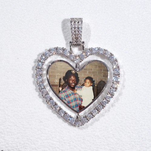 3D Spinning 2-Faced Heart Custom Picture Pendant