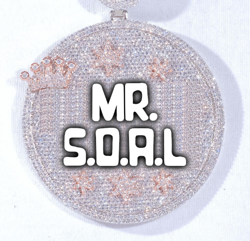 CUSTOM LETTER NECKLACE 3D BIG CROWN DISC