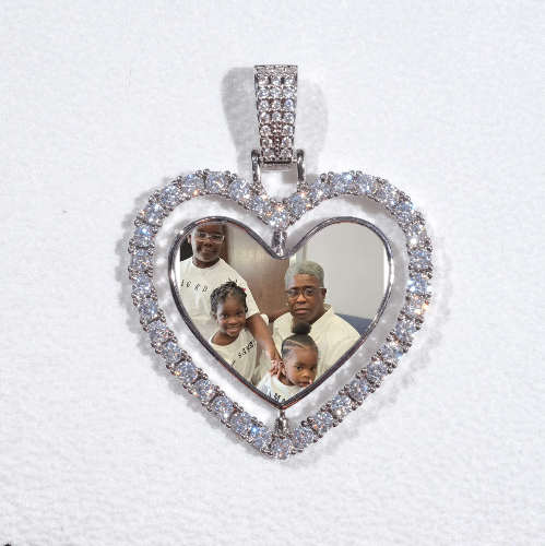 3D Spinning 2-Faced Heart Custom Picture Pendant