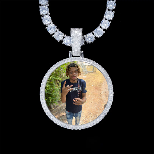 925S & VVS Moissanite 3D Circle Custom Picture Pendant