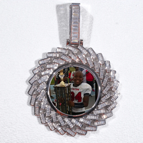 Large 3D Baguette Custom Picture Pendant