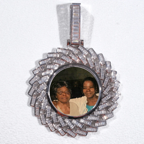 Large 3D Baguette Custom Picture Pendant