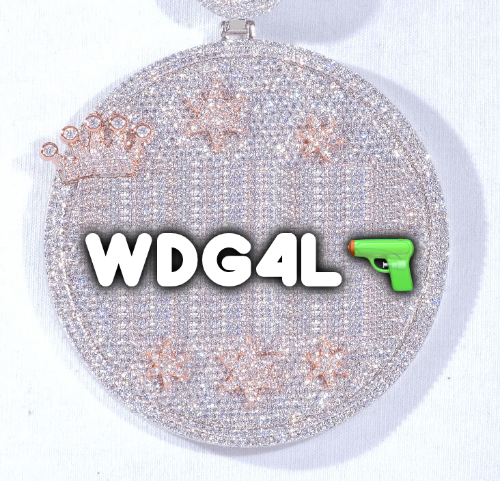 CUSTOM LETTER NECKLACE 3D BIG CROWN DISC
