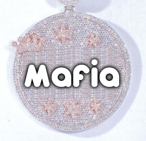 CUSTOM LETTER NECKLACE 3D BIG CROWN DISC