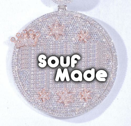 CUSTOM LETTER NECKLACE 3D BIG CROWN DISC