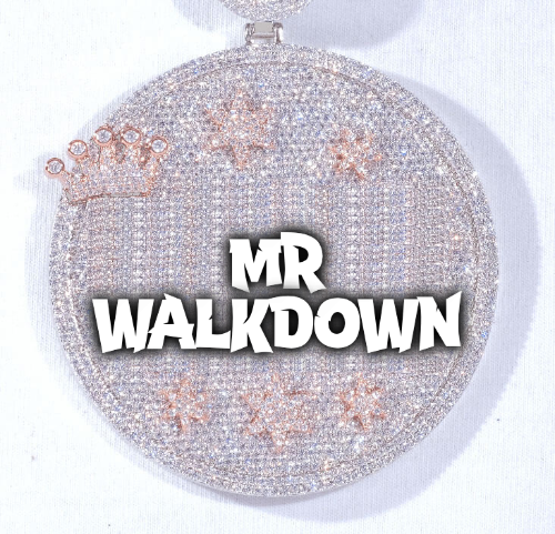 CUSTOM LETTER NECKLACE 3D BIG CROWN DISC