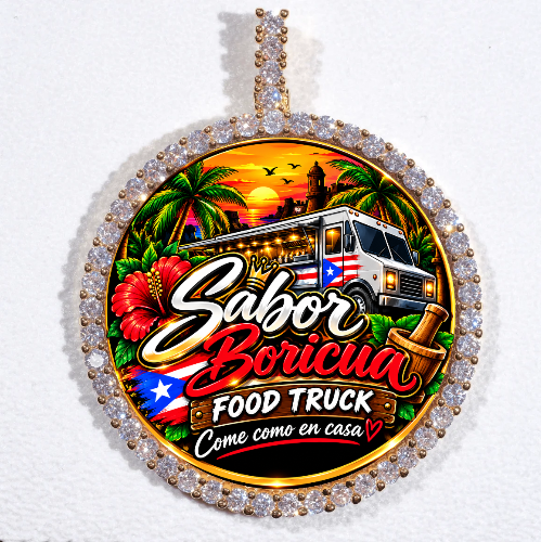 LARGE 3D CIRCLE CUSTOM PICTURE PENDANT
