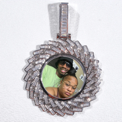 Large 3D Baguette Custom Picture Pendant