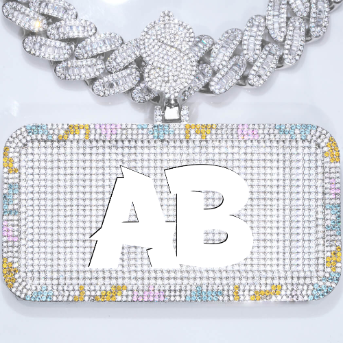 CUSTOM LETTER NECKLACE 3D COLORFUL SQUARE